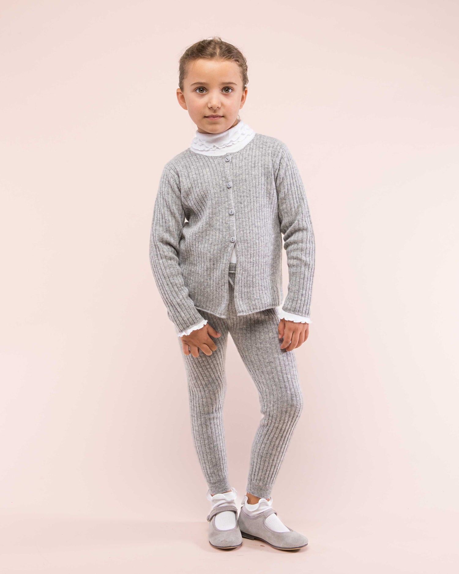 Cashmere Ribbed Grey Cardigan